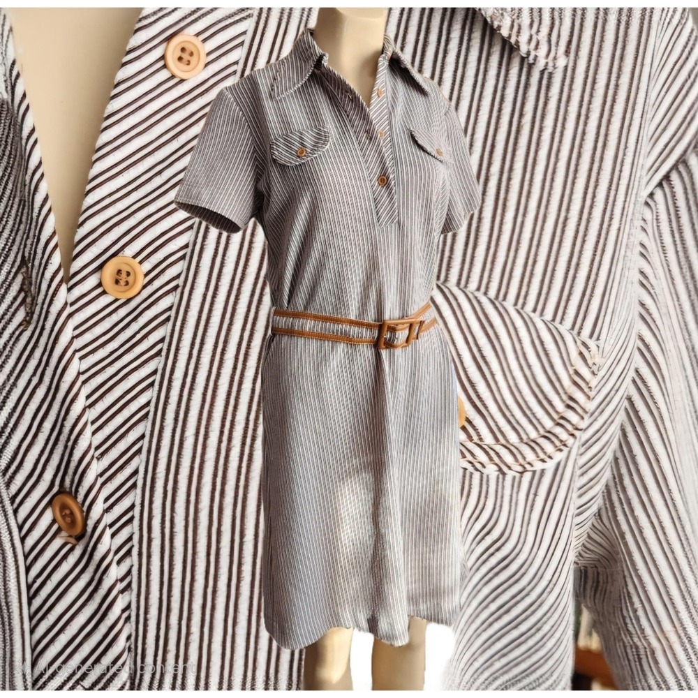 L/XL 1960s vintage shirt dress with original matching belt size 11/12